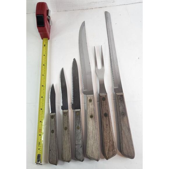 Forgecraft Stainless Steel 6 Piece vintage Knife Set USA 5 Knives 1 Fork - Picture 9 of 12